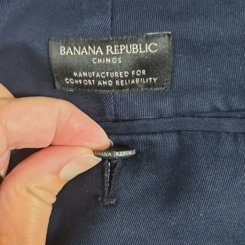 Banana Republic Classic Chinos Pants Mens 35 X 32 Navy Blue Trouser Office Slack